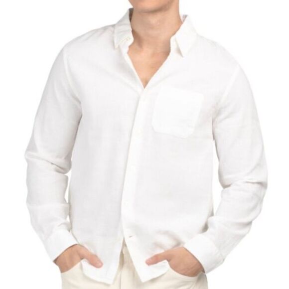 Magaschoni Man White linen blend button down with pocket size xl - Picture 1 of 10